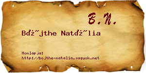 Bőjthe Natália névjegykártya